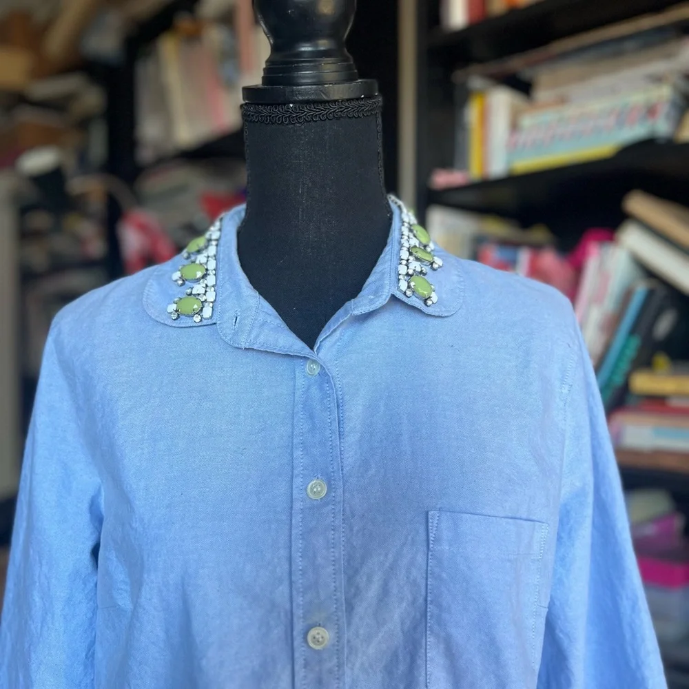J. Crew Light Blue Embellished Collar Shirt - Picture 3 of 9